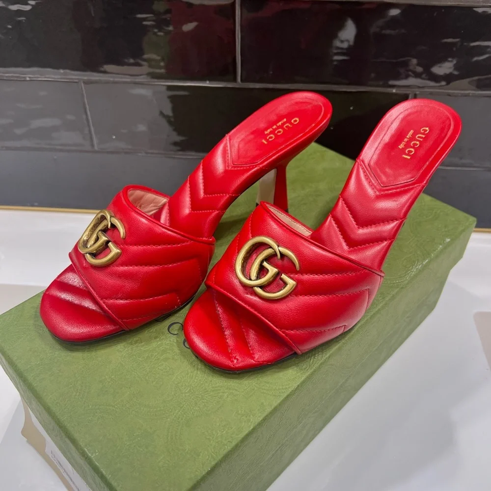 Gucci 85mm Double G leather mules, size 37.5 - Picture 1 of 11